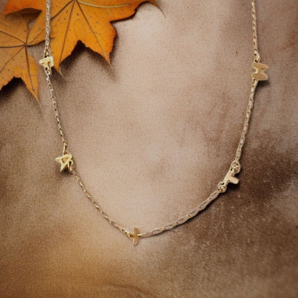 Vintage FAITH Spell Out Necklace Jane Marie Gold Tone Religious Letters Charms